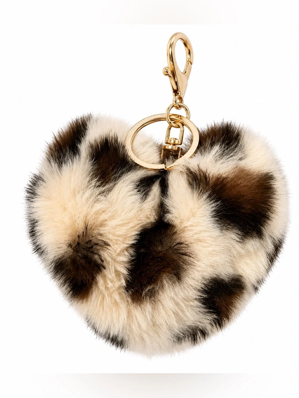 Y2K Cream Leopard Heart Bag Charm